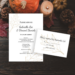 Autumn Oak Leaves Wedding Invitation