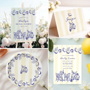 La Dolce Vita Italian Lemon Yellow Bridal Shower Paper Plate