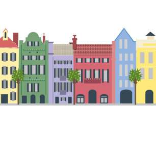 Rainbow Row Charleston Christmas Holiday Card