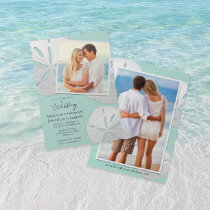  QR Code Photo Beach Sea Glass Sand Dollar Elegant Invitation