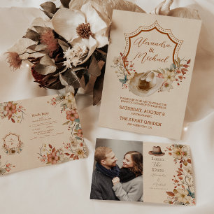 Photo Western Country Bohemian Floral Wedding Save The Date