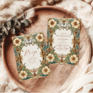 Vintage Antique Floral Art Nouveau Wedding  Save The Date
