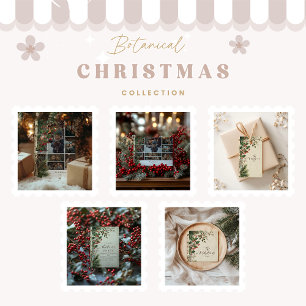 Photo Rustic Holly Berry Christmas Holiday Card