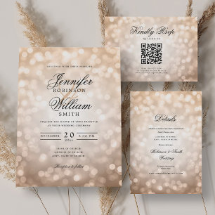 Elegant Script Wedding Rose Gold Bokeh Lights Menu
