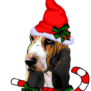 Cute Basset Hound Christmas Holiday Card