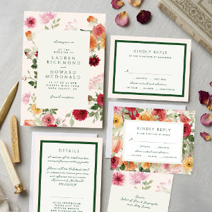 Watercolor Floral Sage Green Garden Wedding Invitation