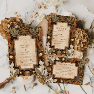 Rustic Acorn Woodland Wedding Thank You Card