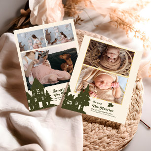 Photo Christmas Woodland Animals & Cozy Village Foil Holiday Card