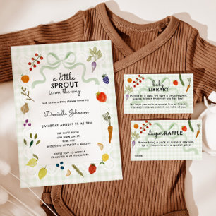 Farmer's Market Gingham & Lace Baby Shower Invitation