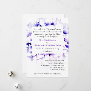 Elegant Violets Catholic Nuptial Mass Program Hand Fan
