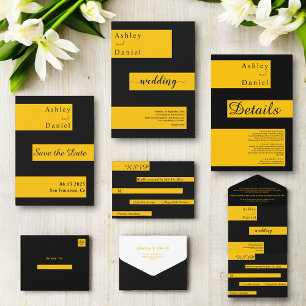 Elegant Minimal Black And Gold Modern Chic Wedding Save The Date