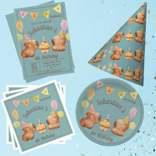 Cute Capy Birthday Capybara Party  Invitation