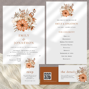 MINI   Autumn Florals Wedding Evening Party Invite