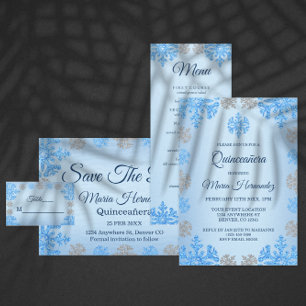 Quinceañera 15th Birthday Ice Blue Snowflake Invitation