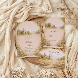 Rustic Garden Chapel Countryside Wedding Invitation