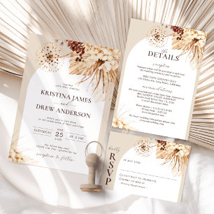 Boho Terracotta Pampas Mariage en herbe Invitation