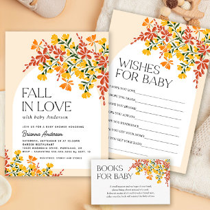 Fall In Love Autumn Floral Baby Shower Invitation