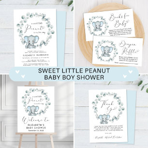 Budget Elephant Eucalyptus Baby Boy Shower Invite