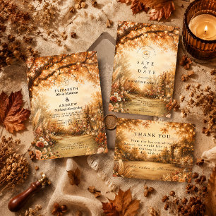 Romantic Fall Backyard Wedding Invitation