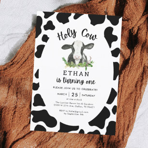 Moo Moo I'm Two Photo 2nd Birthday Invitation