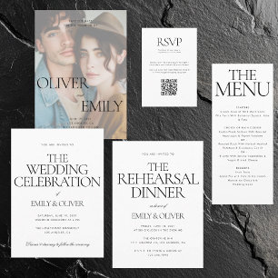 Modern Black White Customized Wedding Invitation