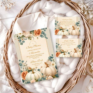 Rustic Pumpkin Floral Books for Baby  Enclosure Card