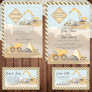 Construction Dump Truck Boy Baby Shower Invitation