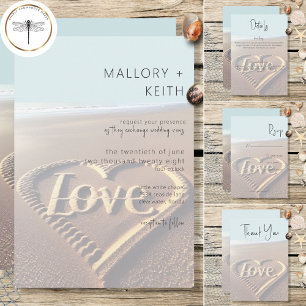 Modern Beach with Heart Vellum Style Wedding Save The Date