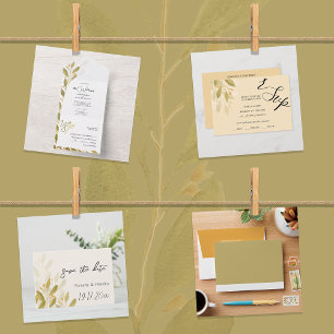 Elegant Romantic Green Tea Watercolor Art All In One Invitation