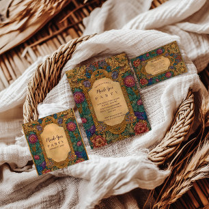 Baroque Floral Mardi Gras Masquerade Invitation