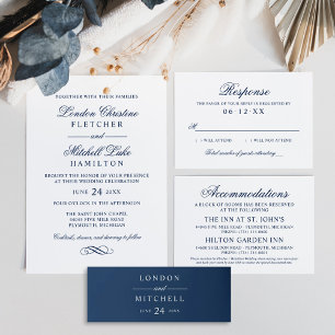 Classic Elegant Navy Blue Wedding Save The Date