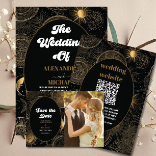 Photo Celestial Black Gold Wedding Save The Date
