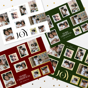 Christmas Photo Collage Modern Merry Christmas Holiday Card