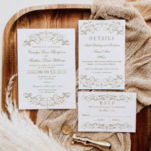 Carte RSVP vintage Gold Flourish Wedding