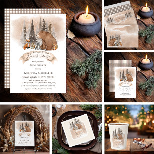 Woodland Bear Animal Bearly Wait Boy Baby Sprinkle Invitation