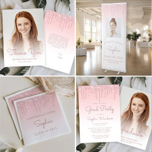 Invitation 2025 Glam Blush Parties scintillant rose Drip Phot