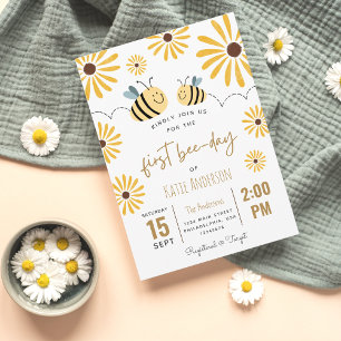 Cute Yellow Bee and Sunflower First Bee-day Napkin