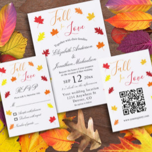 Fall In Love Autumn Leaves Wedding Invitation