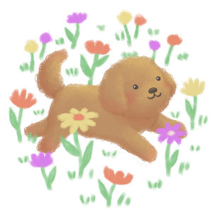 Labradoodle with Flowers Illustration Thank You Card