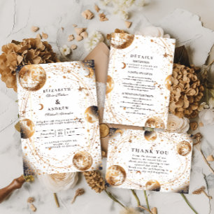 Golden Moonlit Celestial Wedding Invitation