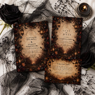 Enchanted Fall Goth Wedding Thank You Card