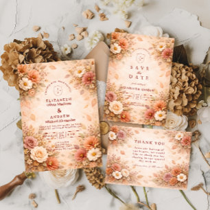 Elegant Autumn Flower Wedding Invitation