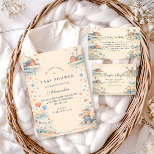 American Boy Red White Blue Baby Shower Invitation