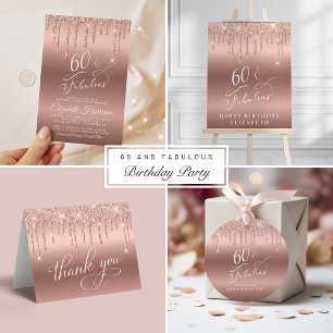 60 Fabulous Glitter Rose Gold Birthday Party Napkin