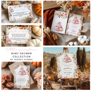 Little Pumpkin Pink Stack Fall Floral Baby Shower Thank You Card