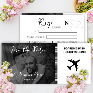 Photo Destination Boarding Pass Wedding Invitation