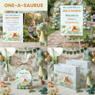 Dinosaur One-A-Saurus 1st Birthday party Invitation
