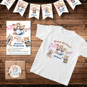 Funny Musical Cats Karaoke Kids Birthday Party  Invitation