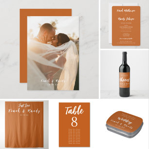 Invitation Moderne Simple Minimaliste Boho Terracota Mariage