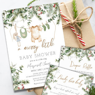 Invitation Un joyeux petit   Boho Winter Boy Baby shower